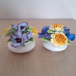 2 ROYAL ADDERLEY  ENGLISH  BONE CHINA FLOWERS. MEDIUM SIZE ( SEE PICTS)